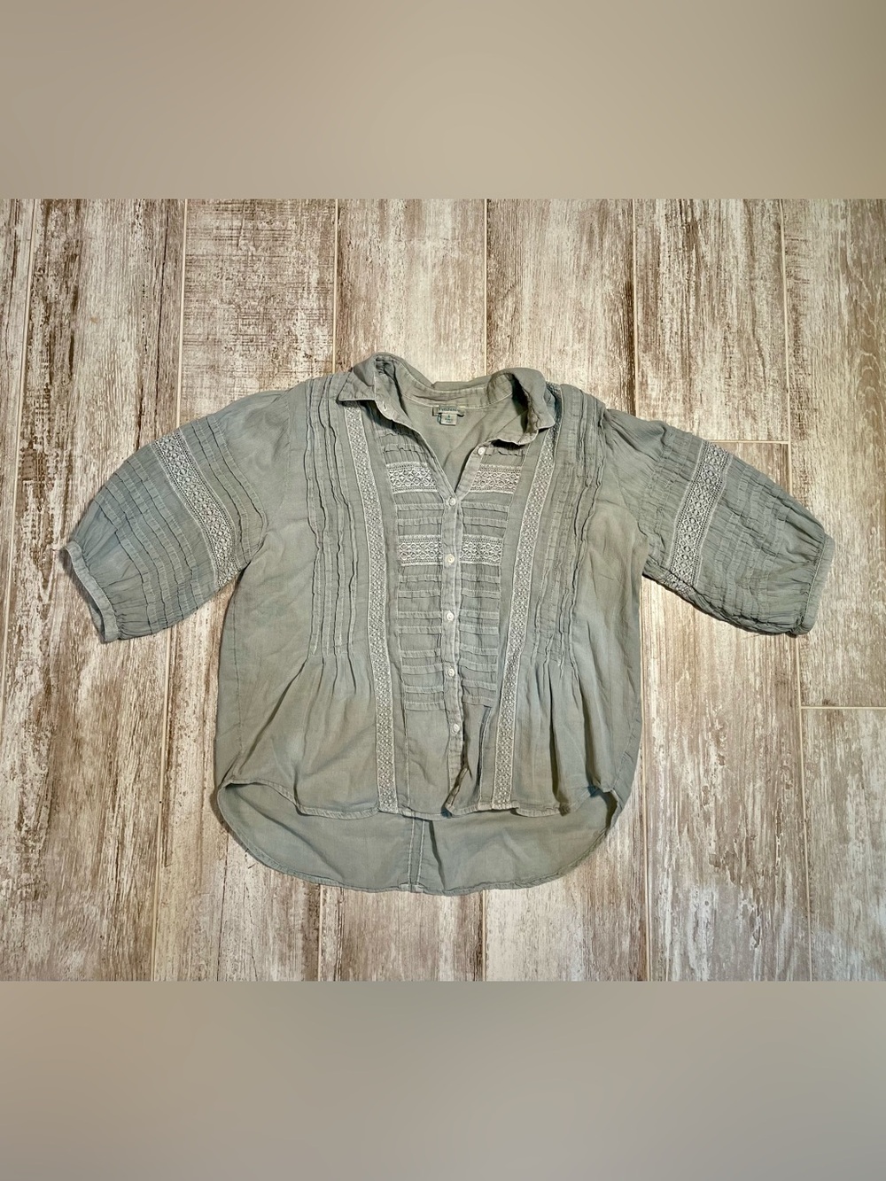 Sundance Light Green Pintuck Button-Down Shirt